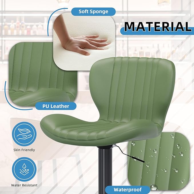 Shintenchi Bar Stools Set of 2 Modern Swivel Bar Chairs, Counter Height Faux - Image 6