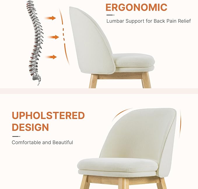 Wooden Dining Chairs Set of 2, Fabric Upholstered Modern Dining Room Chairs - Image 3