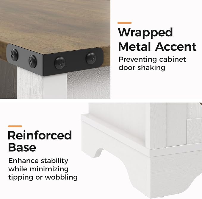 RoyalCraft Nightstand Set of 2, Tall Farmhouse Bedside Table - Image 6
