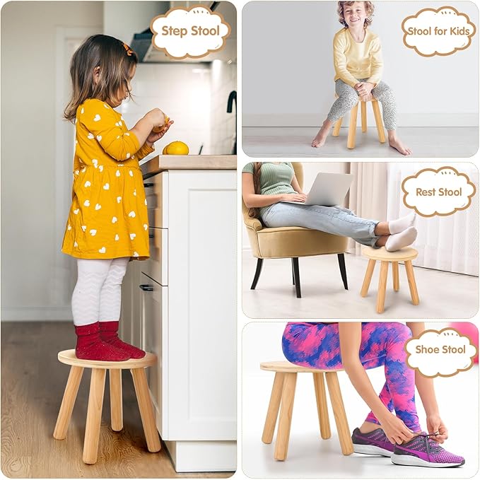 wingyz Wooden Step Stools for Kids, 10 Inch Solid Kids Chairs Perfect Matched - Image 3