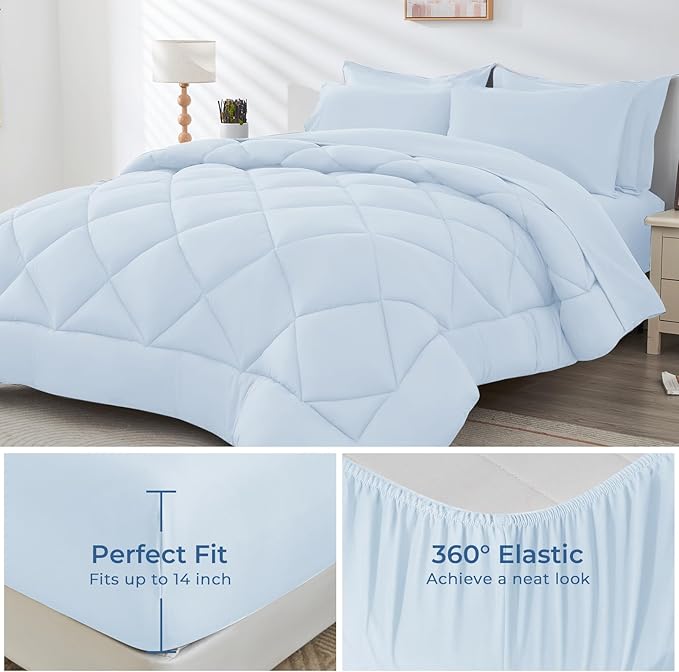HEVUMYI Light Blue Cali-King Comforter Set - Image 3