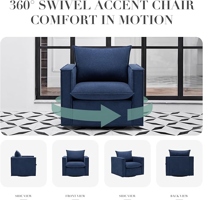 COLAMY Swivel Accent Chair Set of 2, 34 Inches Wide Upholstered Arm Chair - Image 5