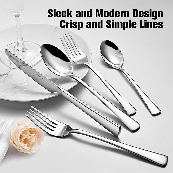 KINGSTONE Silverware Set for 8, 40-Piece Forged 18/10 Stainless Steel Flatware - Image 5