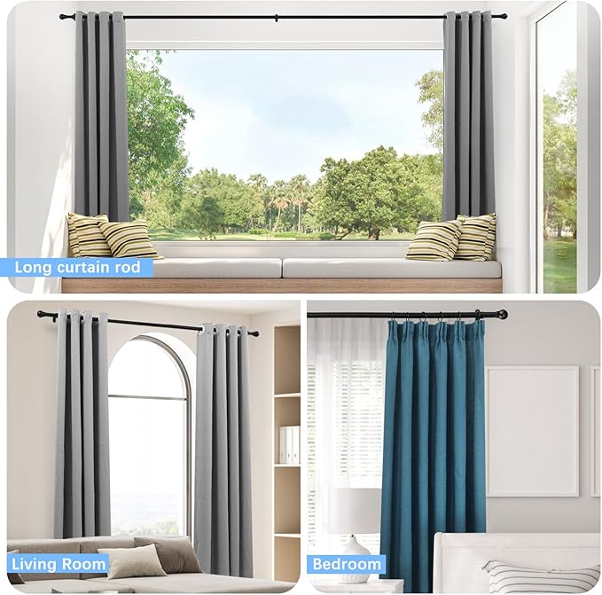 Curtain Rods for Windows 16 to 150 Inches, Curtain Rod Max Adjustable Length of - Image 6