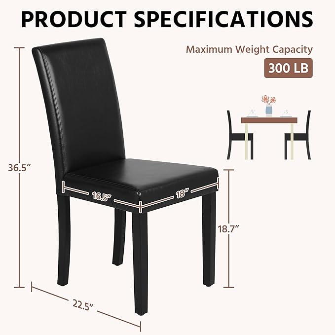 Yaheetech Dining Chairs Set of 4 PU Leather Upholstered Parsons Dining Chairs - Image 3