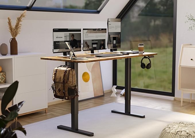 Claiks Electric Standing Desk, Adjustable Height Stand up Desk, 63x24 Inches - Image 2