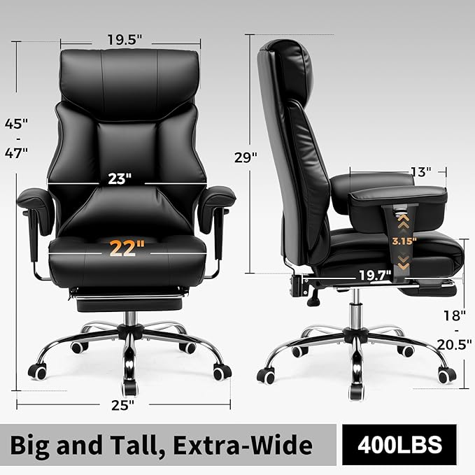 COMHOMA Big and Tall Office Chair 400lbs High Back Computer Gaming Chair - Image 2