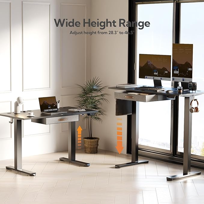 Seang Standing Desk with Drawer, 3 Memory Height Settings with Cable Grommets & - Image 6