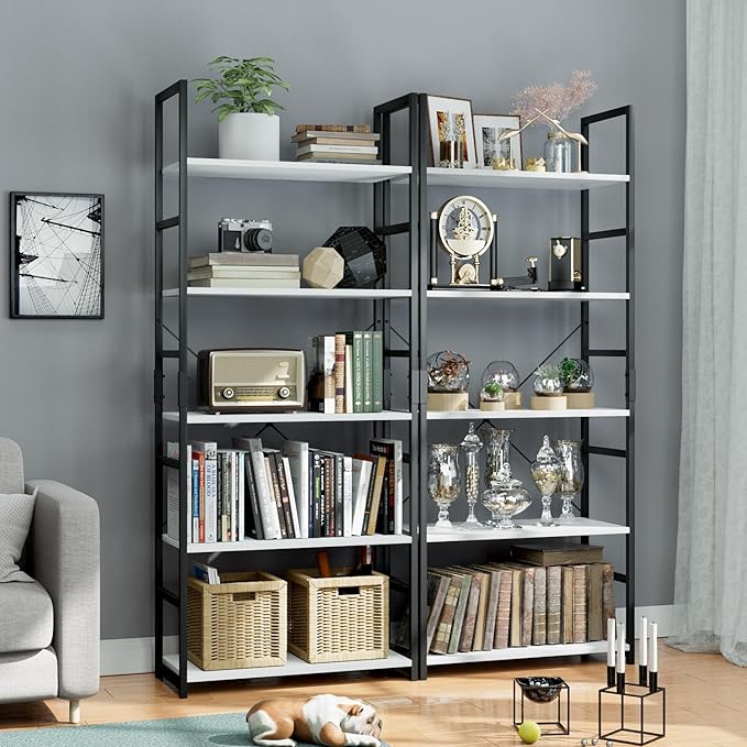 OTK 5 Tier Bookshelf, Tall Bookcase, Office Shelf Storage Organizer, Modern - Image 2