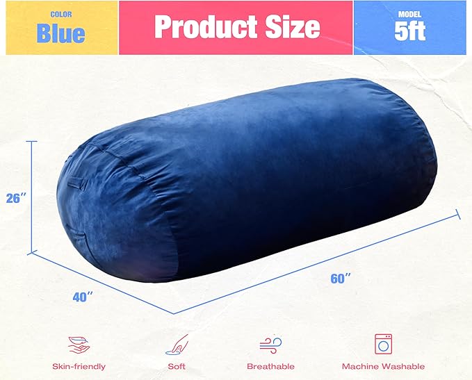 Hobestluk 5FT Bean Bag Chair Large Beanbag Lounger - Image 2
