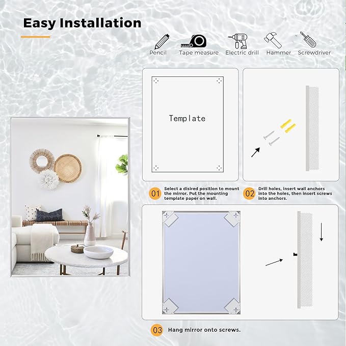 24x36 Inch Nickel Bathroom Mirror - Image 7