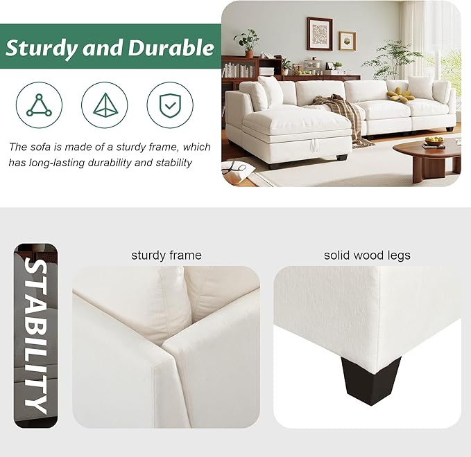 127.6 Inch 5-Seat Modular Convertible Sectional Sofa - Image 6