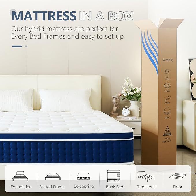 King Size Mattress, 12 Inch Hybrid King Mattress in a Box, Gel Memory Foam and - Image 6