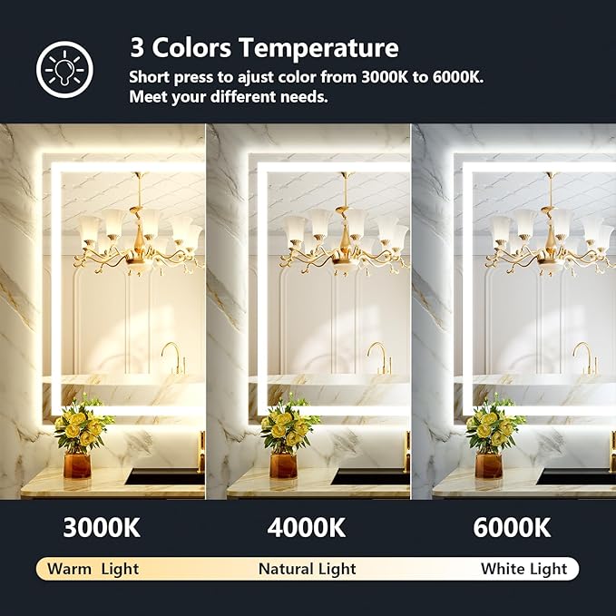 55x40 Inch LED Bathroom Mirror - Image 4