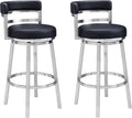 Armen Living Madrid 26" Seat Height Swivel Modern Black Faux Leather and by ArmenLiving