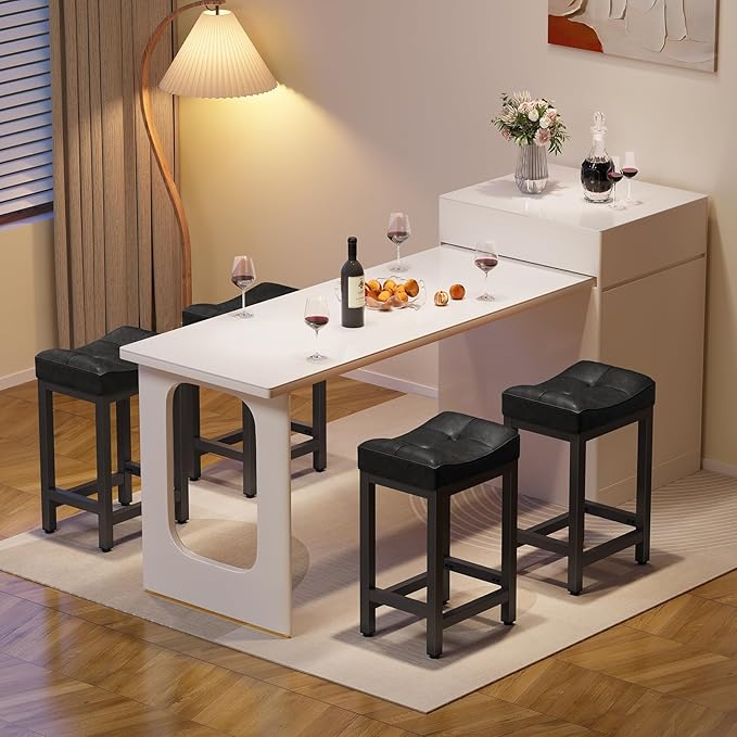 Dripex Backless Faux Leather Saddle Bar Stools Set of 2, 24 Inch Counter Height - Image 8
