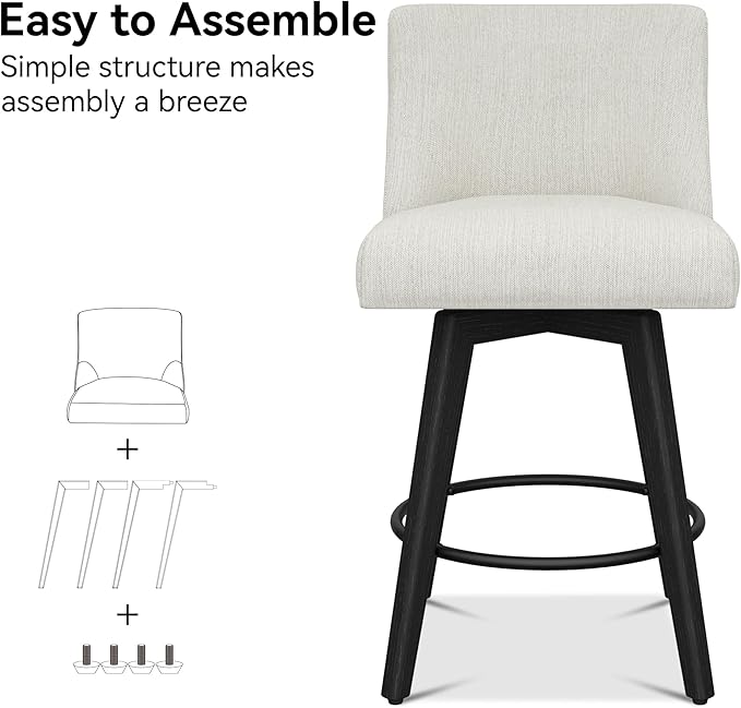 Counter Height Bar Stools Set of 4, Modern Swivel Barstools - Image 4