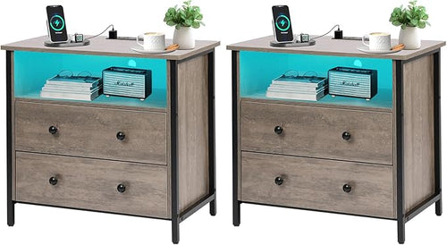 27 Inch Wide Night Stand, Lrage Wood Night Stand Set 2 by Tykacna