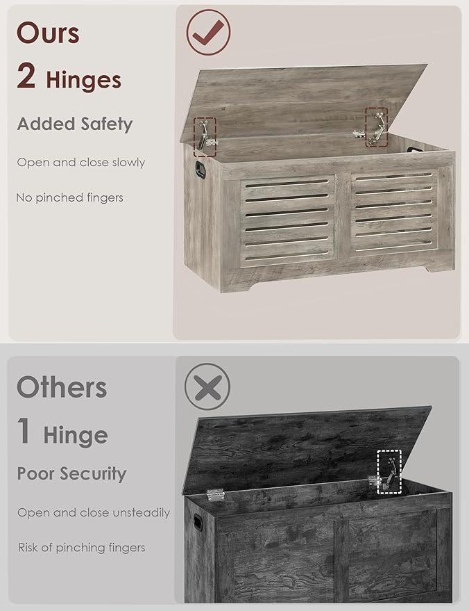 DINZI LVJ Storage Chest, 39.4”Wooden Toy Box - Image 2