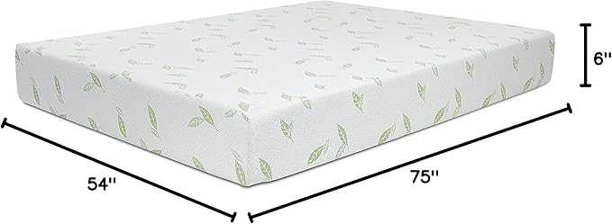 NapQueen Full Mattress, 6 Inch Anula Green Tea Memory Foam Mattress, Full Bed - Image 2