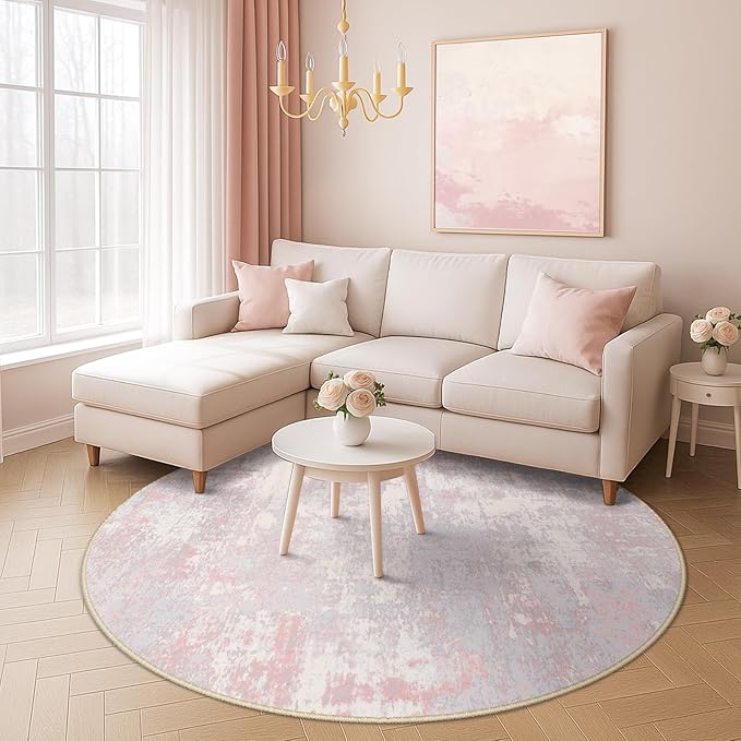 Washable Area Rugs 6ft Non-Slip Modern Abstract Soft - Image 2