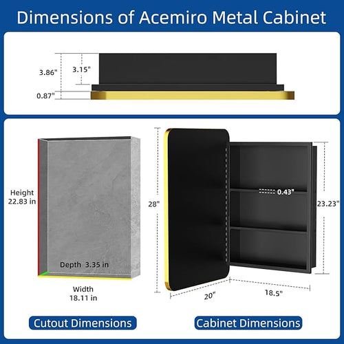 20x28 Inch Gold Recessed Medicine Cabinet - Image 2