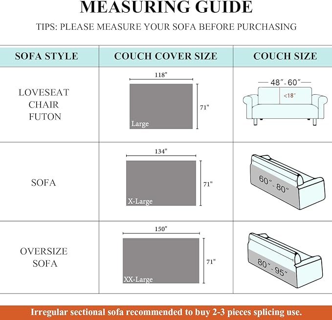 STACYPIK Waterproof Couch Cover Sky Blue Sectional Sofa Cover Cat Dog Anti - Image 6