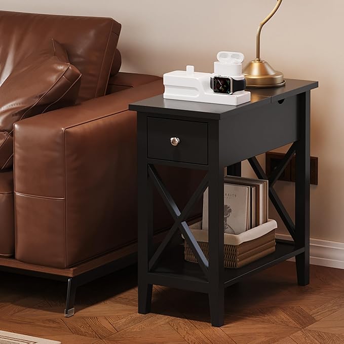 ChooChoo End Table, MDF Material Flip Top Narrow End Table - Image 2