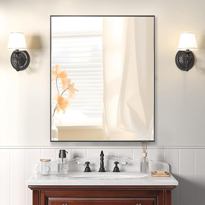 30x36 Inch Black Bathroom Mirror - Image 3