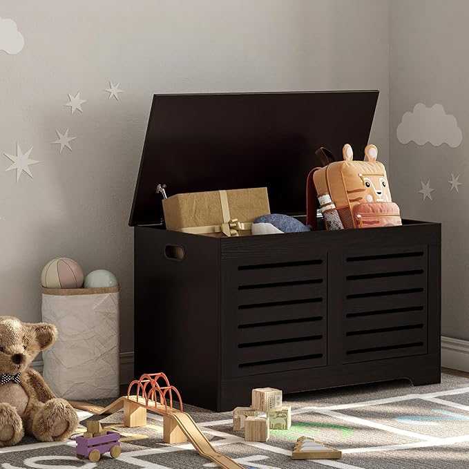 DINZI LVJ Storage Chest, Flip-Top Wooden Toy Box - Image 2