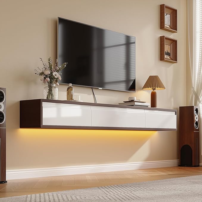 Floating TV Stand High Gloss, Floating TV Console, Under TV Shelf - Image 3