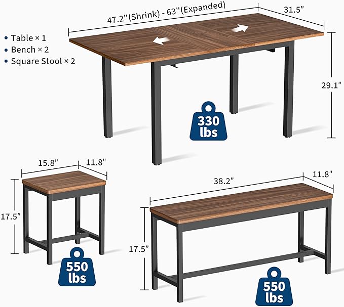 GarveeHome 5-Piece Dining Table Set - Image 3
