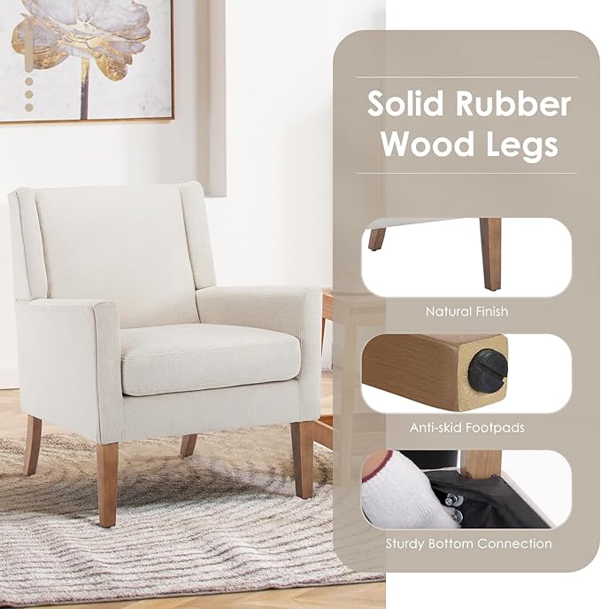 COLAMY Modern Wingback Living Room Chair Set of 2, Upholstered Fabric Accent - Image 5