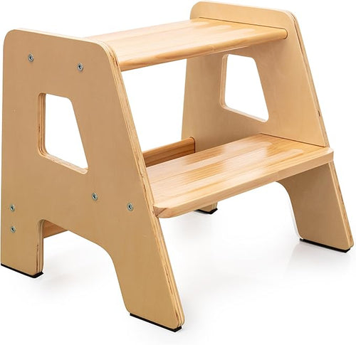 2-Step Wooden Step Stool for Toddlers | Kids Stool for Bathroom Sink & Kitchen by Ocodile