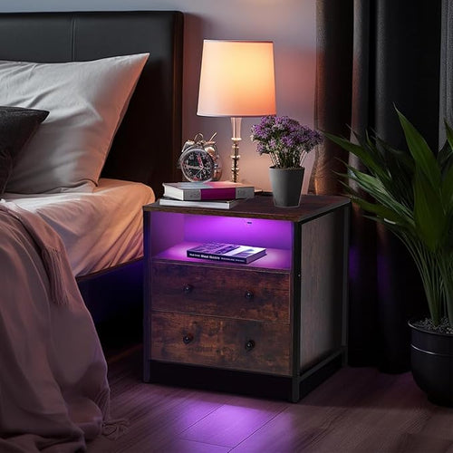 27 Inch Wide Night Stand, Large Wood Night Stand Set 2 - Image 2