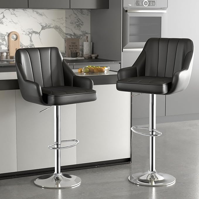 VECELO Bar Stools Set of 2, Adjustable Barstools, Counter Height Stools - Image 2