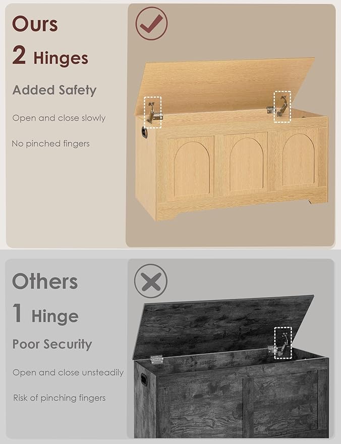 DINZI LVJ Storage Chest, 39.4”Wooden Storage Box - Image 4