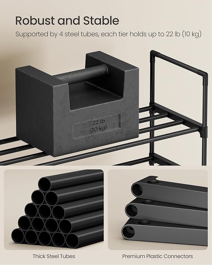 SONGMICS Shoe Rack, 3-Tier Shoe Organizer, Metal Storage Shelf, Upright or - Image 6