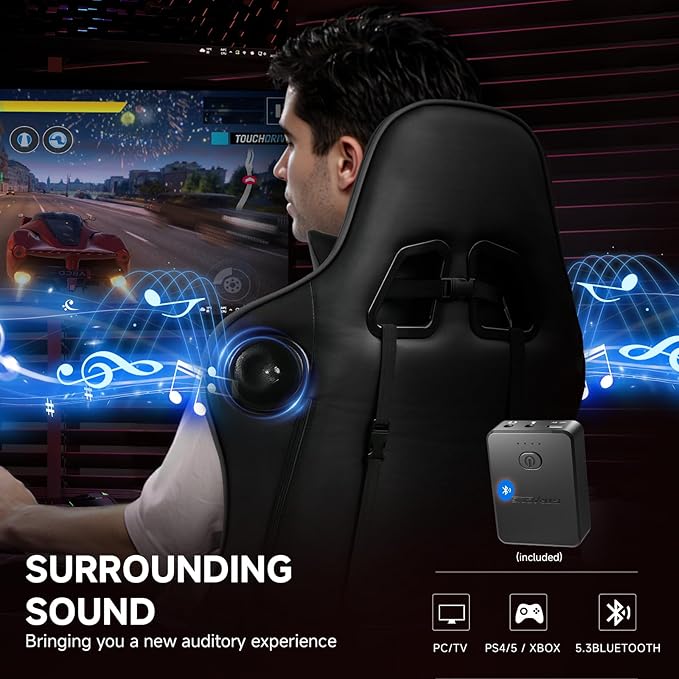 GTPLAYER Gaming Chair with Bluetooth Speakers, Adjustable Backrest and Height - Image 4