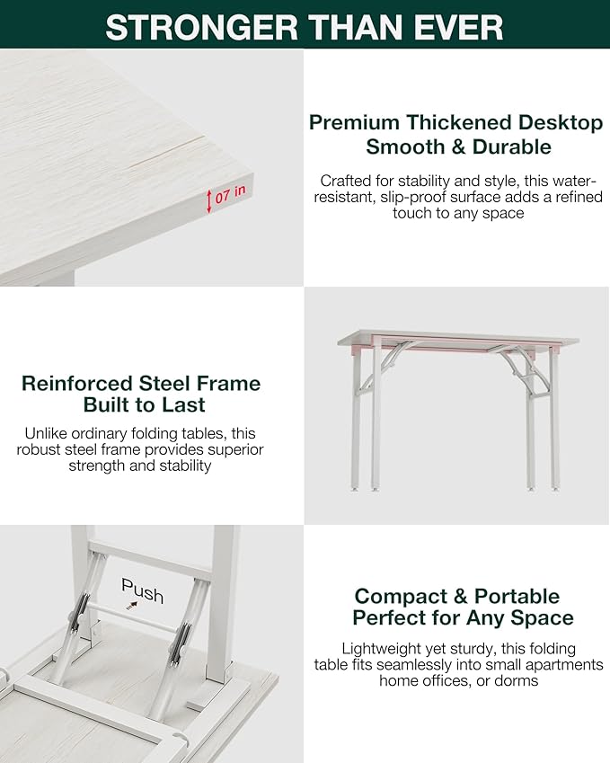 Frylr Small Folding Computer Desk – Portable 43.3 Inch Foldable Laptop Table - Image 4