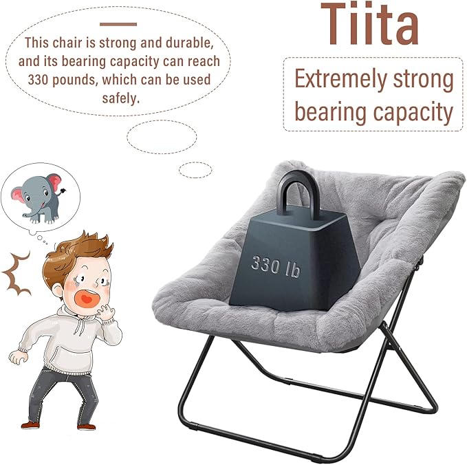 Tiita Comfy Folded Chair, Soft Faux Fur Oversized Folding Accent Chair - Image 7