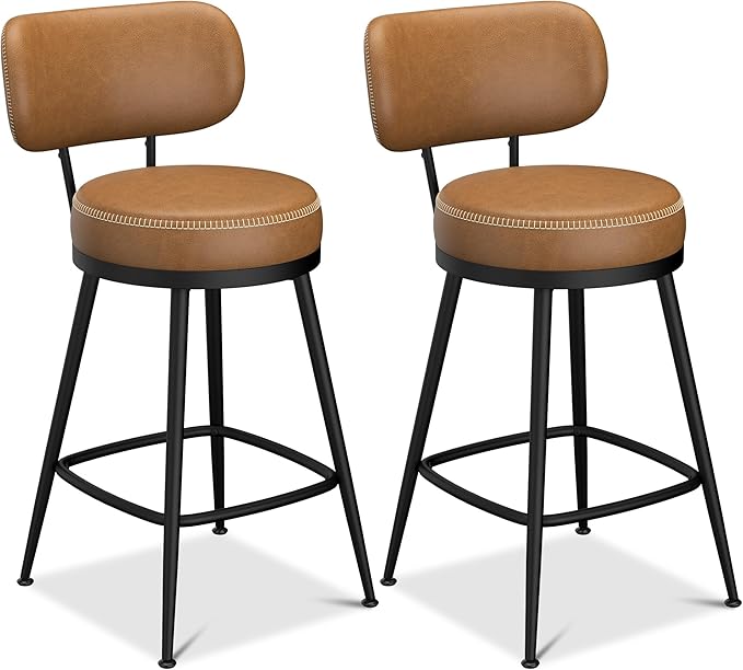 Counter Height Bar Stools, Faux Leather Kitchen Counter Stools - Image 8