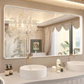 WEER White Bathroom Mirror 60X30 Inch, Rounded Rectangle White Metal Frame by WEER