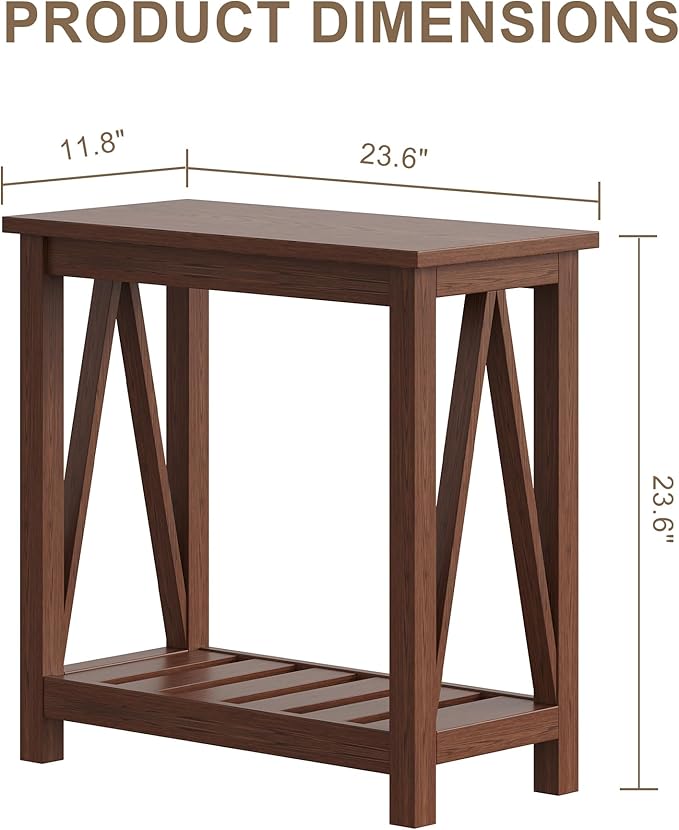 ChooChoo Farmhouse End Table Set of 2, Rustic Vintage Narrow End Side Table - Image 3