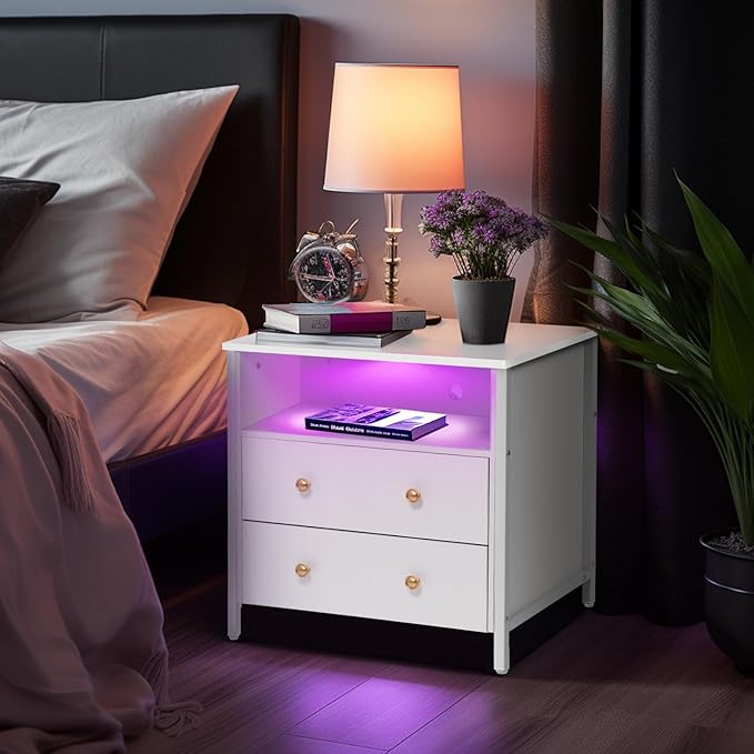27 Inch Wide Night Stand, Large Wood Night Stand Set 2 - Image 8