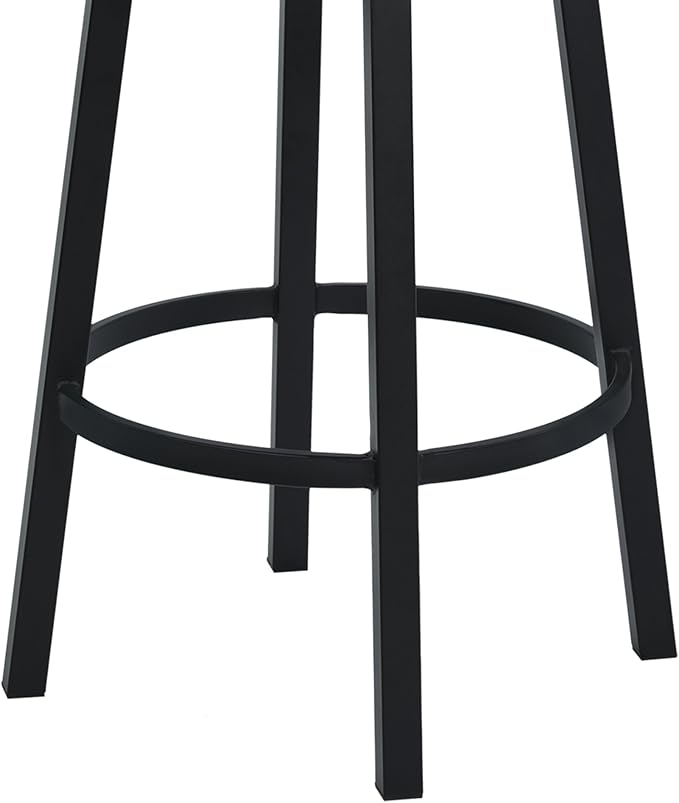 Armen Living Madrid 26" Seat Height Swivel Modern Ford Black Faux Leather and - Image 8