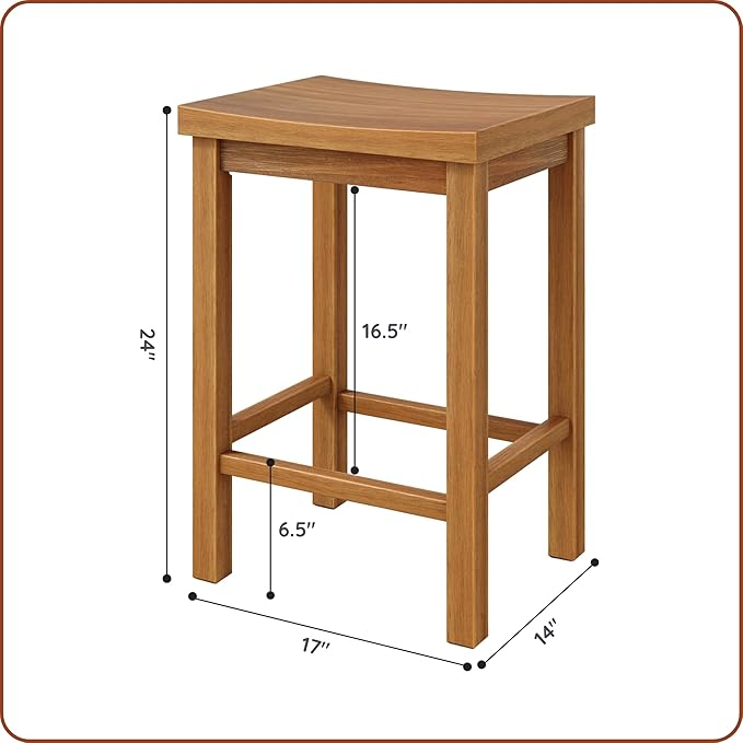 Grain & Grove Smith Collection Solid Wood Counter Height Bar Stool, 24-Inch - Image 3