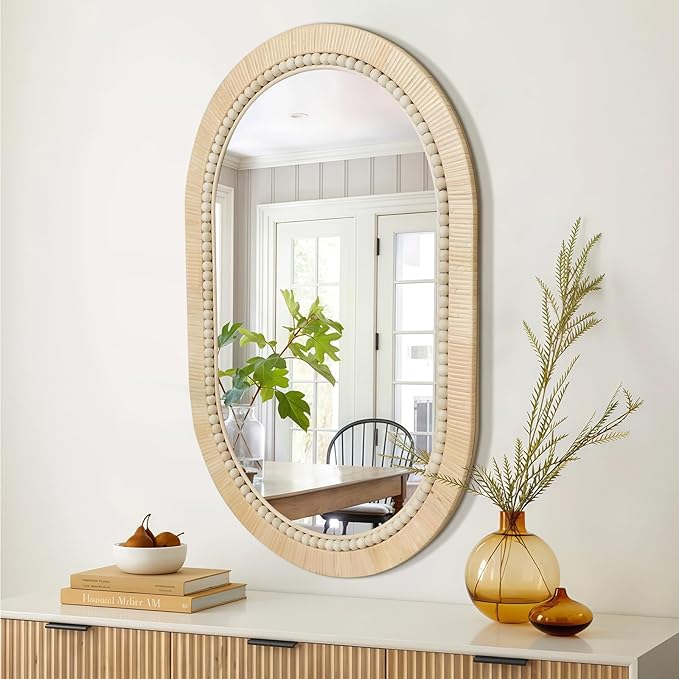 ULIKE Rattan Mirror for Bathroom, 24x36 Inch Oval Rustic Farmhouse Wall Decor - Image 6