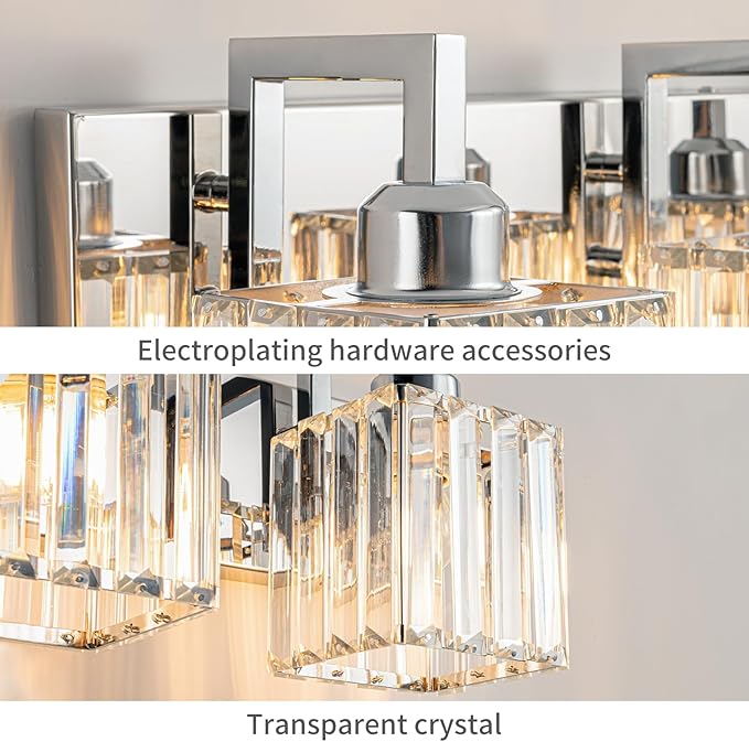 Modern Bathroom Vanity Light 6-Lights Chrome Crystal Wall Lamp Bathroom Modern - Image 5