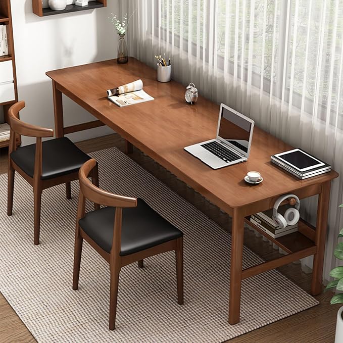 Solid Wood Dining Chair with Walnut Finish Set of 2 Mid Century Modern - Image 2